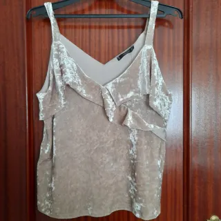 Top terciopelo Mango beige/dorado