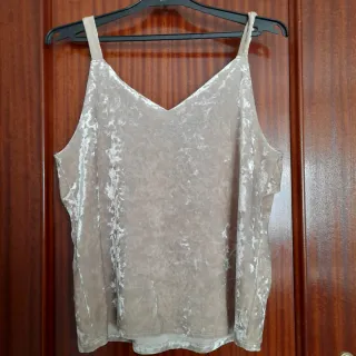 Top terciopelo Mango beige/dorado