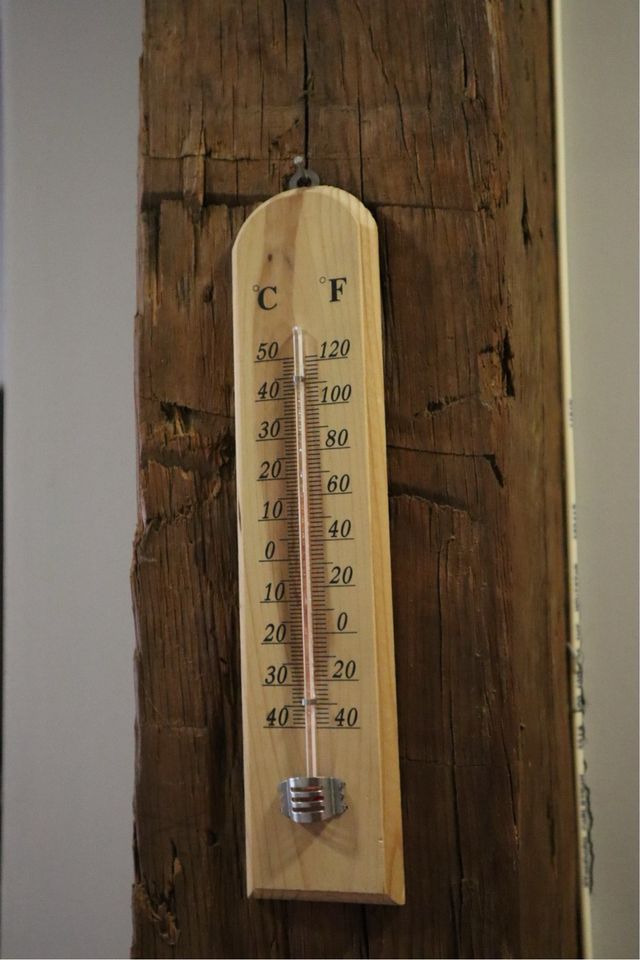 Termómetro antiguo madera C/F