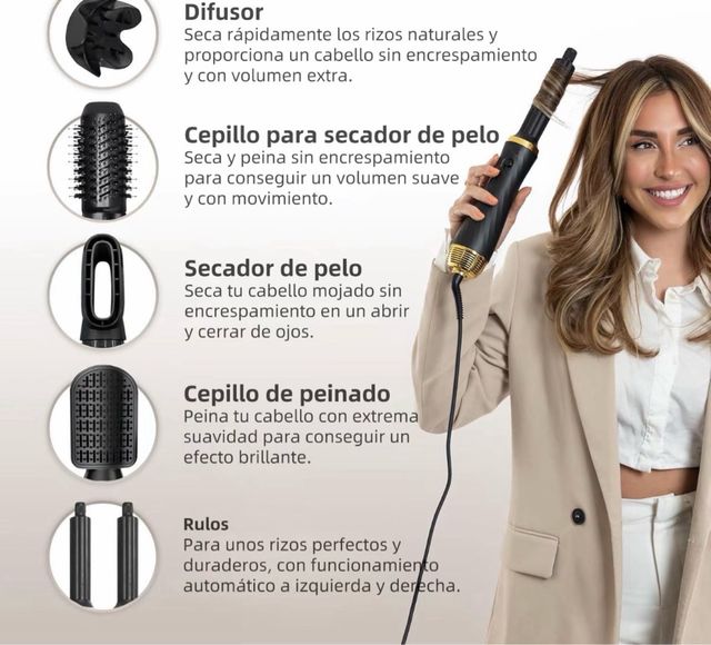 TravX 6 en 1 Airstyler Iónico Anti-Frizz