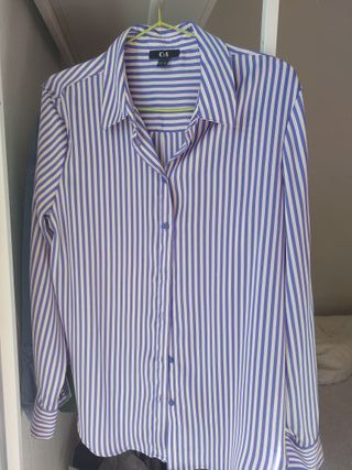 Camisa C&A Rayas Azul Talla 38