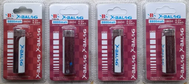 4 Batterie 18650 Polo Piatto 4,2V 8800 mAh