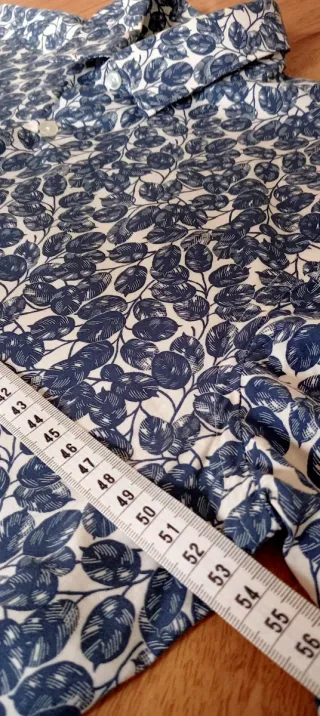 Camisa Zara Estampada Azul y Blanca