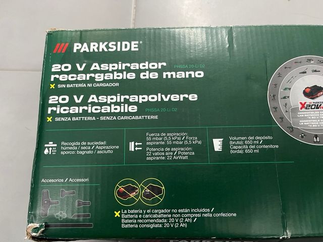 Aspiradora de mano recargable Parkside 20V