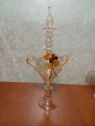 Set 4 Bottiglie Vetro Soffiato Profumo Oro usate