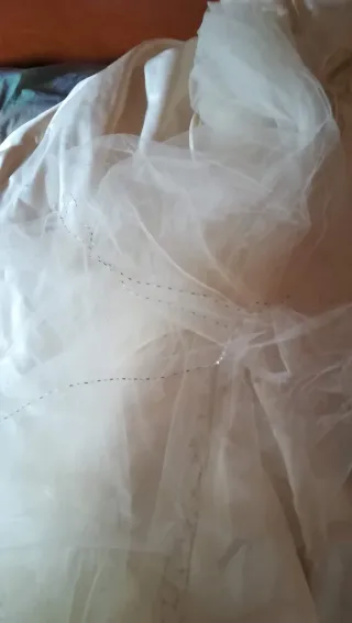 Vestido de Novia Blanco y Plateado