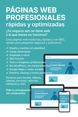 Páginas web profesionales –– rápidas y optimizada