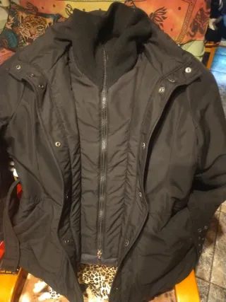 Chaqueta negra mujer con cinturón, talla 42
