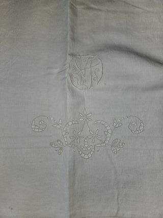 Lenzuolo matrimoniale antico ricamato