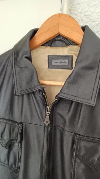 Chaqueta de cuero Pierre Cardin negra