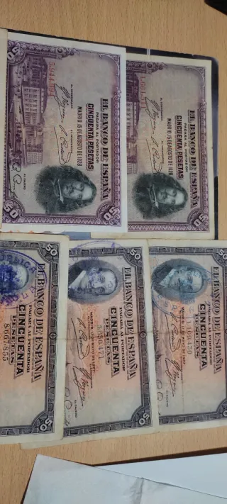 Billetes antiguos El Banco de España