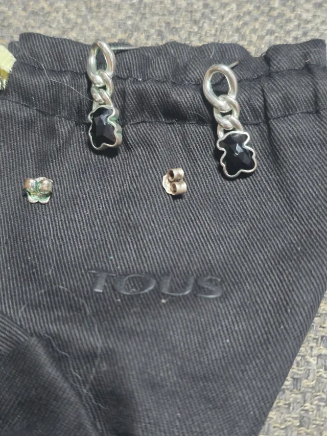 Pendientes Oso Negro y Plata Imitación Tous