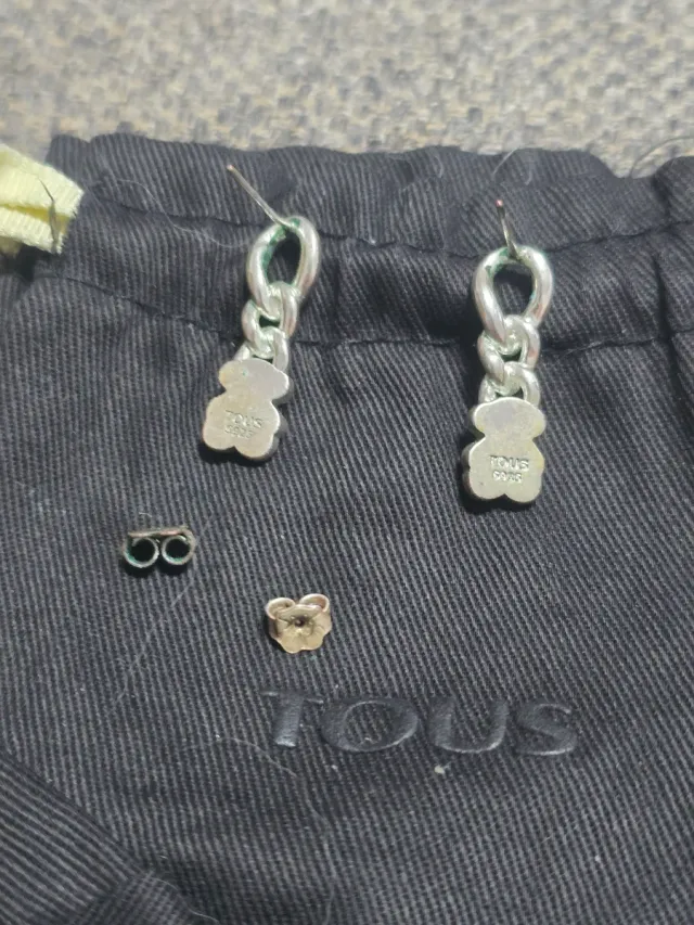 Pendientes Oso Negro y Plata Imitación Tous
