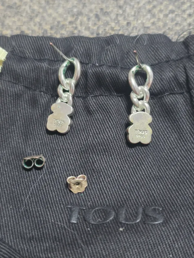 Pendientes Oso Negro y Plata Imitación Tous