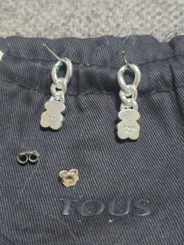 Pendientes Oso Negro y Plata Imitación Tous