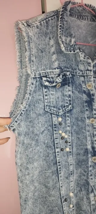 Chaleco  o vestido vaquero mujer perlas