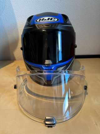 Casco HJC Azul y Negro con Visera Transparente