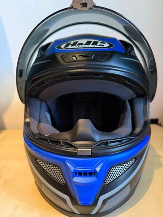 Casco HJC Azul y Negro con Visera Transparente