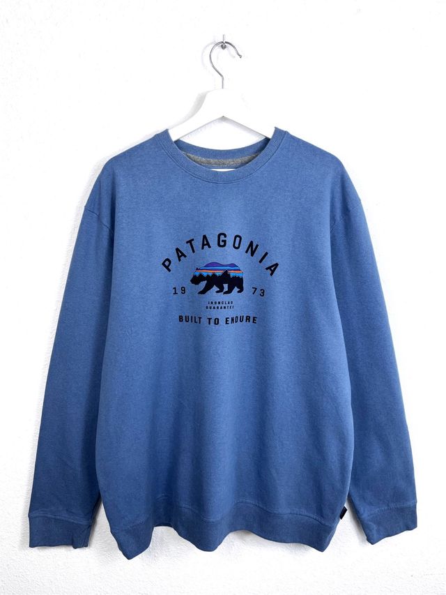 Felpa Patagonia grafica oversize retrò blu Y2K
