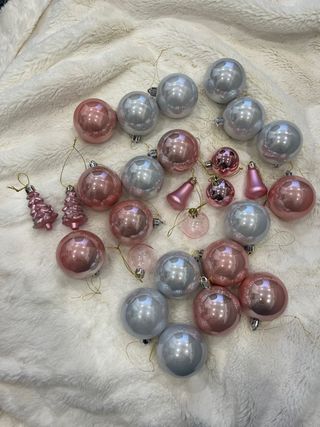 Bolas Navidad Rosas y Plateadas