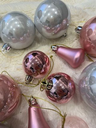 Bolas Navidad Rosas y Plateadas