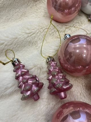 Bolas Navidad Rosas y Plateadas