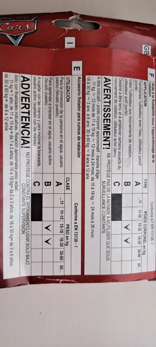 2 packs Brazaletes inflables Cars y Mickey