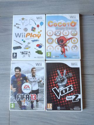 4 Juegos Wii: Wii Play, Cocoto, FIFA 13, La Voz
