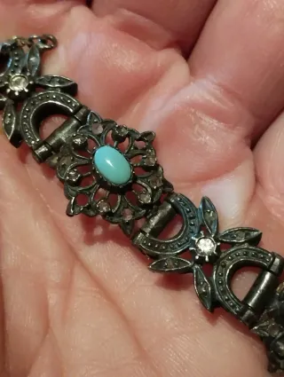 Pulsera Vintage Plata Turquesa Años 70