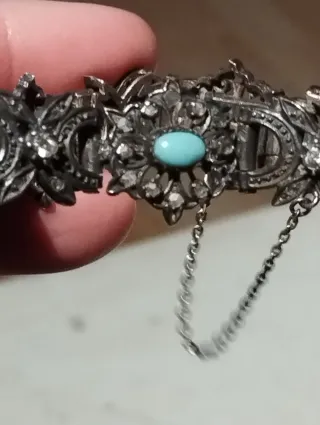 Pulsera Vintage Plata Turquesa Años 70