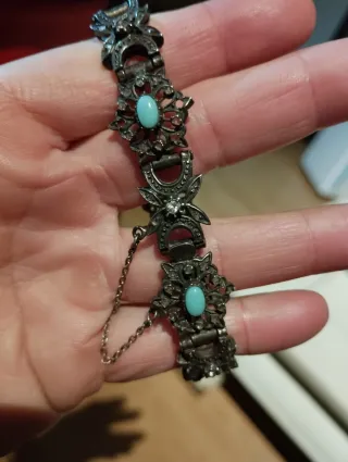 Pulsera Vintage Plata Turquesa Años 70