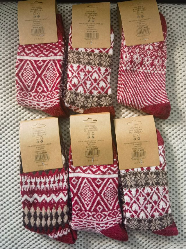 6 pares calcetines lana mujer talla 35-40