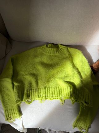 Jersey Zara verde lima desgastado