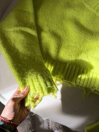 Jersey Zara verde lima desgastado