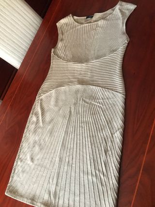 Vestido punto beige sin mangas talla única