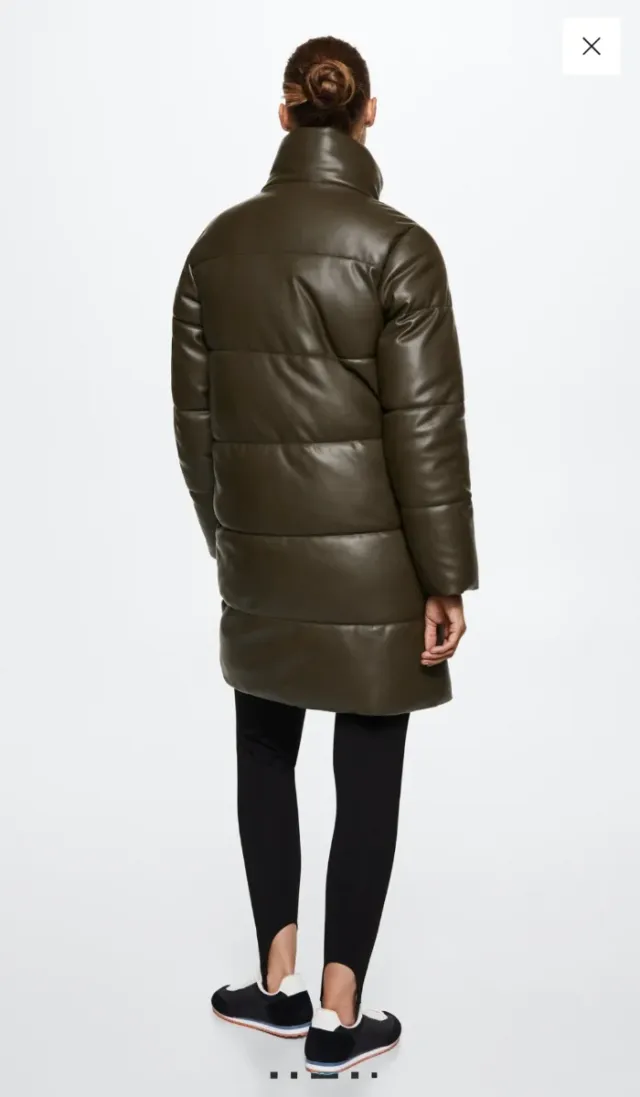 Abrigo acolchado efecto piel Mango marron