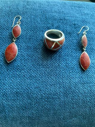 Conjunto pendientes y anillo de plata