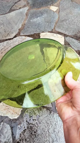 Grande piatto Vetro Verde Duralex France anni 70