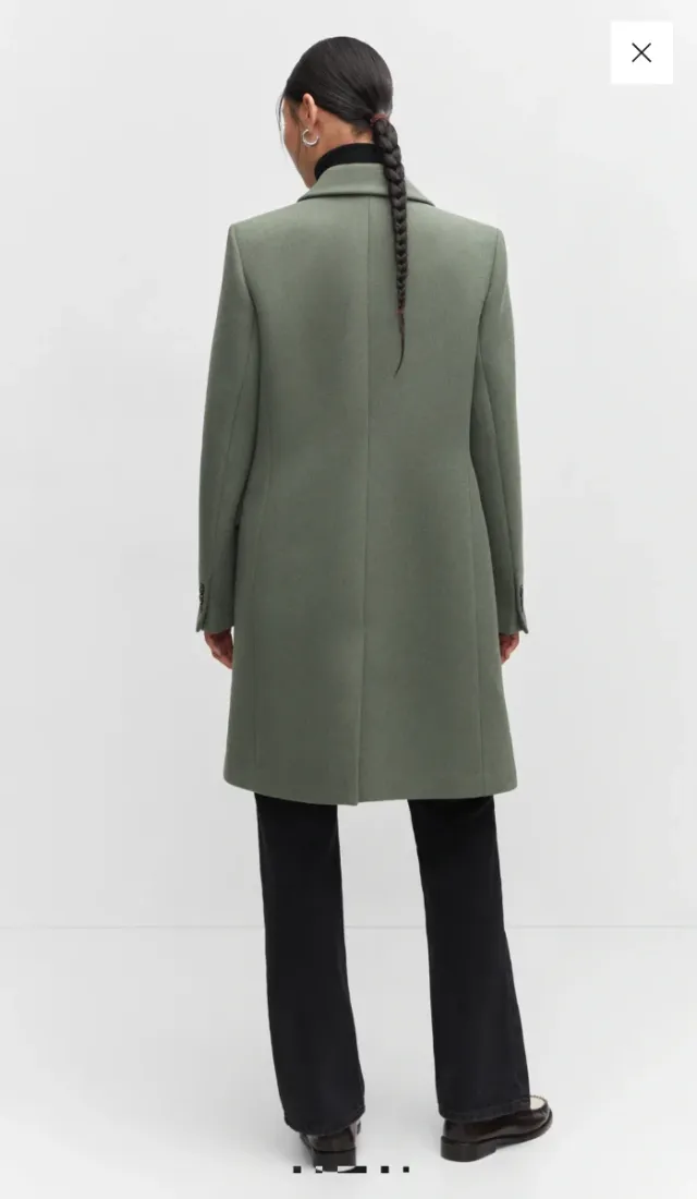 Abrigo Mango verde oliva doble botonadura