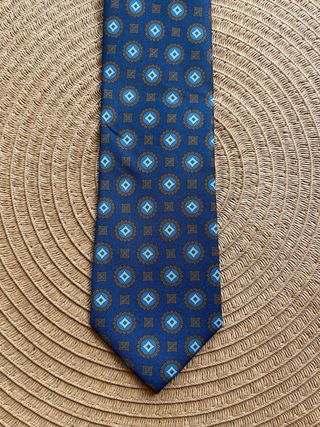Corbata vintage azul y marrón