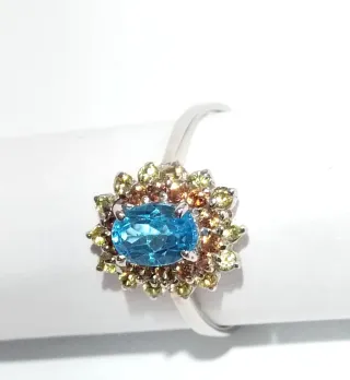Anillo Plata Topacio Azul y plata
