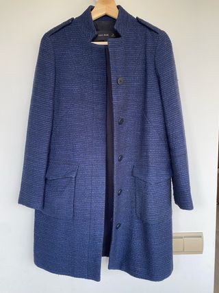 Abrigo Zara Mujer Azul Estructurado