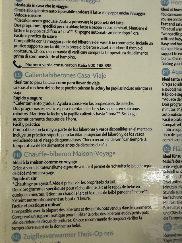 Calentador Biberones Chicco Casa-Viaje (NUEVO)