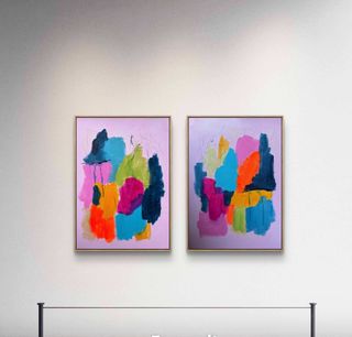 Diptico quadri astratti moderni