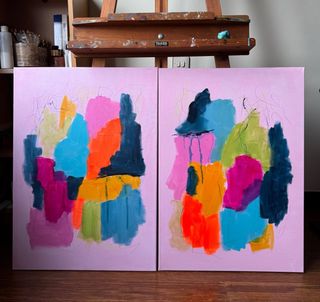 Diptico quadri astratti moderni