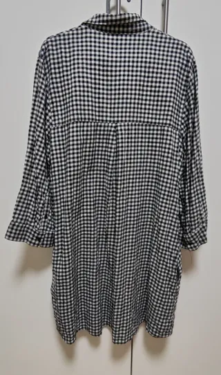 Vestido/Camisa Larga Cuadros Blanco y Negro