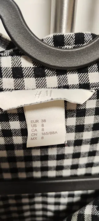 Vestido/Camisa Larga Cuadros Blanco y Negro