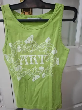 Camiseta tirantes mujer Zara verde