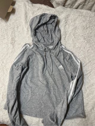 Sudadera Adidas Gris con Rayas