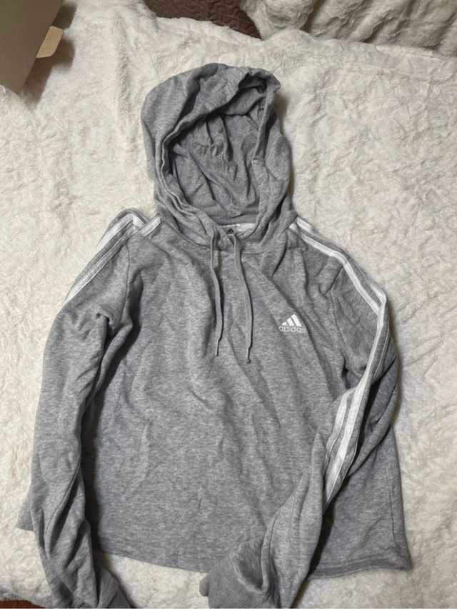 Sudadera Adidas Gris con Rayas